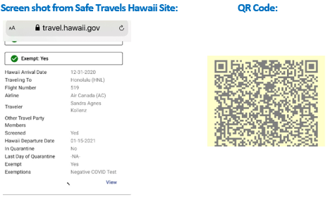 hawaii covid code qr travels safe travelling during travel required show